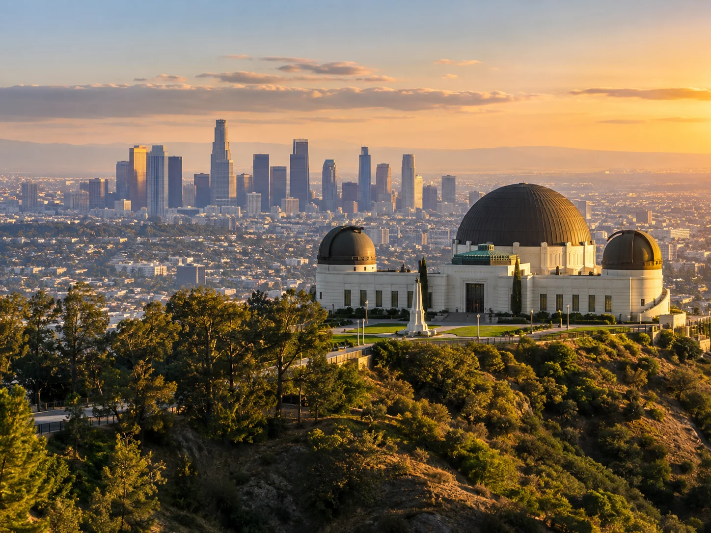 Los Angeles skyline and Griffith Observatory